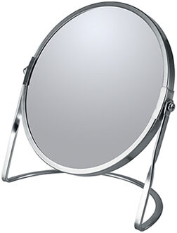 Spirella Make-up spiegel Cannes - 5x zoom - metaal - 18 x 20 cm - zilver - dubbelzijdig