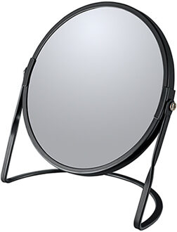 Spirella Make-up spiegel Cannes - 5x zoom - metaal - 18 x 20 cm - zwart - dubbelzijdig - Make-up spiegeltjes