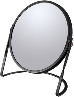 Spirella Make-up spiegel Cannes - 5x zoom - metaal - 18 x 20 cm - zwart - dubbelzijdig - Make-up spiegeltjes