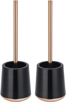 Spirella MSV Coruna Toilet/wc-borstel houder - 2x - kunststof - zwart/koper - 38 cm - Toiletborstels