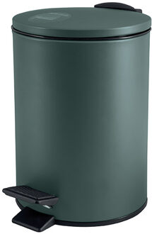 Spirella Pedaalemmer Cannes - donkergroen - 3 liter - metaal - L17 x H25 cm - soft-close - toilet/badkamer - Pedaalemmer