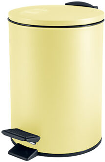 Spirella Pedaalemmer Cannes - geel - 5 liter - metaal - L20 x H27 cm - soft-close - toilet/badkamer - Pedaalemmers