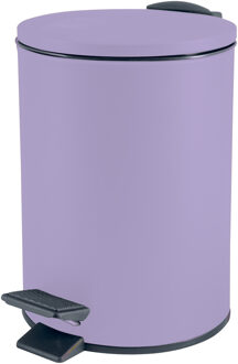 Spirella Pedaalemmer Cannes - lila paars - 3 liter - metaal - L17 x H25 cm - soft-close - toilet/badkamer - Pedaalemmers