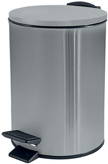 Spirella Pedaalemmer Cannes - zilver - 3 liter - metaal - 17 x 25 cm - soft-close - voor toilet/badkamer