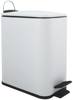 Spirella Pedaalemmer Paris - wit - 5 liter - metaal - 28 x 29 cm - soft-close - toilet/badkamer