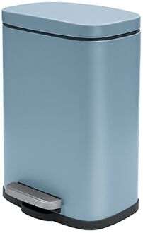 Spirella Pedaalemmer Venice - blauw - 5 liter - metaal - L21 x H30 cm - soft-close - toilet/badkamer - Pedaalemmers