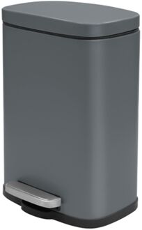 Spirella Pedaalemmer Venice - donkergrijs - 5L - metaal - 21x30 cm - soft-close - Pedaalemmers