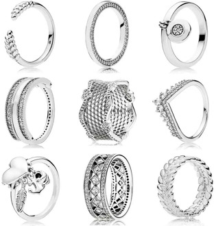 Spiritual Symbols Shell And Feather Reversible Hearts Signature Lock With Crystal Ring 925 Sterling Silver DIY Europe Jewelry