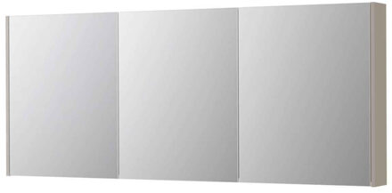 SPK2 Spiegelkast - 180x14x74cm - 3 deuren - dubbelzijdige Spiegel - schakelaar en stopcontact - MDF lak Mat kasjmier grijs 1105579