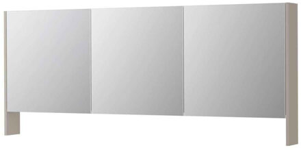 SPK3 Spiegelkast - 180x14x74cm - 3 deuren - dubbelzijdige Spiegel - open planchet - schakelaar en stopcontact - MDF lak Mat kasjmier grijs 1110429