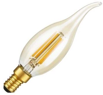spl | LED Filament | Kleine fitting E14 | Kaarslamp met tip | Helder | Goud | 4W | Dimbaar