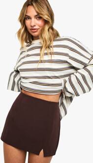 Split Front Micro Mini Rok, Chocolate - 36