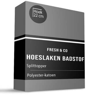 Splittopper Hoeslaken - Badstof - Antraciet - 180x200cm - Antraciet - Fresh And Co - Dekbed-Discounter.nl