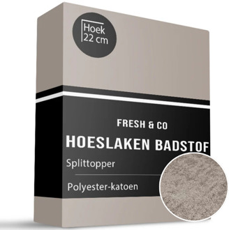 Splittopper Hoeslaken - Badstof - Taupe - 180x200cm - Grijs - Fresh And Co - Dekbed-Discounter.nl - 180 x 200/210/220 cm