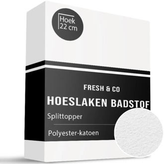 Splittopper Hoeslaken - Badstof - Wit - 200x200cm - Wit - Fresh And Co - Dekbed-Discounter.nl - 200 x 200/210/220 cm