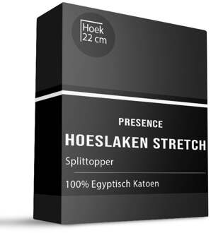 Splittopper Hoeslaken - Egyptisch Katoen Stretch - 180x200cm - Antraciet - Presence - Dekbed-Discounter.nl - 180 x 200/220 cm