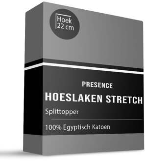 Splittopper Hoeslaken - Egyptisch Katoen Stretch - Grijs - 180x200cm - Grijs - Presence - Dekbed-Discounter.nl - 180 x 200/220 cm