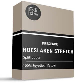 Splittopper Hoeslaken - Egyptisch Katoen Stretch - Taupe - 190x200cm - Taupe - Presence - Dekbed-Discounter.nl - 190/200 x 200/220 cm
