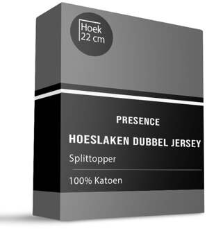 Splittopper Hoeslaken - Katoen Dubbel Jersey - 160x200cm - Antraciet - Presence - Dekbed-Discounter.nl - 160 x 200/210 cm