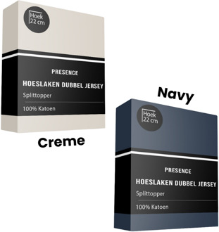 Splittopper Hoeslaken - Katoen Dubbel Jersey - 180x200cm - Navy - Presence - Dekbed-Discounter.nl - 180 x 200/210 cm