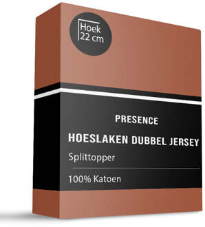 Splittopper Hoeslaken - Katoen Dubbel Jersey - 190x200cm - Cognac - Presence - Dekbed-Discounter.nl
