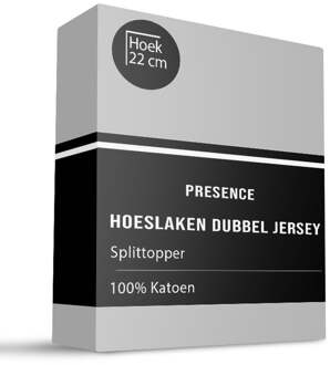 Splittopper Hoeslaken - Katoen Dubbel Jersey - Lichtgrijs - 190x200cm - Grijs - Presence - Dekbed-Discounter.nl