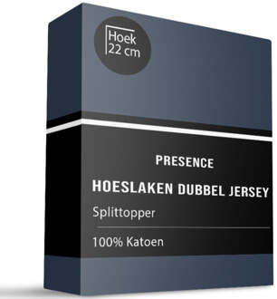 Splittopper Hoeslaken - Katoen Dubbel Jersey - Navy - 160x200cm - Blauw - Presence - Dekbed-Discounter.nl - 160 x 200/210 cm