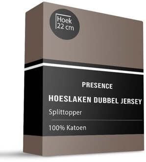 Splittopper Hoeslaken - Katoen Dubbel Jersey - Taupe - 190x200cm - Taupe - Presence - Dekbed-Discounter.nl