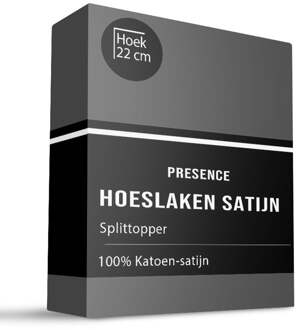 Splittopper Hoeslaken - Katoen Satijn - 180x200cm - Antraciet - Presence - Dekbed-Discounter.nl - 180 x 200 cm