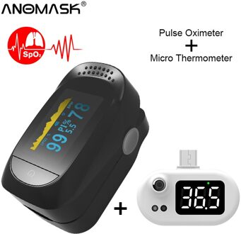 SPO2 Pr Hartslag Monitoring Oximeter Usb Infrarood Thermometer ℃/℉ Draagbare Temperatuur Meter Mobiele Telefoon Android/Type-C/Ios met type-CA2