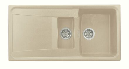 Spoelbak Roxana 1 Kom + 1/2 Kom + Afdruipplaat Beige