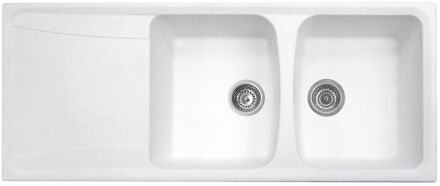 Spoelbak Roxana 2 Kommen + 1 Afdruipplaat Wit Graniet