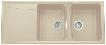 Spoelbak Roxana 2 Kommen + Afdruipplaat 116x50cm Beige