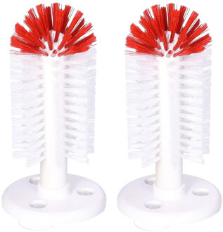 Spoelborstel - 2x - glazen afwassen - 8 x 8 x 19 cm - rood - professionele horeca borstel