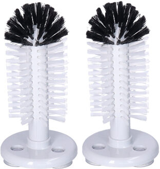 Spoelborstel enkel - 2x - glazen afwassen - 8x8x19cm - zwart - professionele horeca borstel