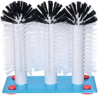 Spoelborstels - 3 borstels - bierglazen - 19 x 18 x 10 cm - blauw - glazenwasborstel