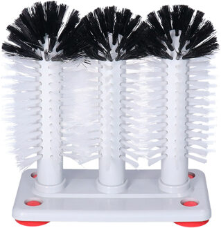 Spoelborstels - 3 borstels - bierglazen - 19 x 18 x 10 cm - grijs - glazenwasborstel