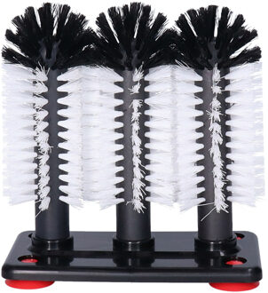 Spoelborstels - 3 borstels - bierglazen - 19 x 18 x 10 cm - zwart - glazenwasborstel