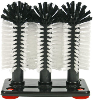 Spoelborstels - voor bierglazen - 19 x 18 x 10 cm - zwart - 3 borstels - horeca borstels