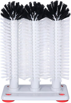 Spoelborstels voor glazen - 19 x 24 x 10 cm - grijs - 3 borstels - professionele borstels