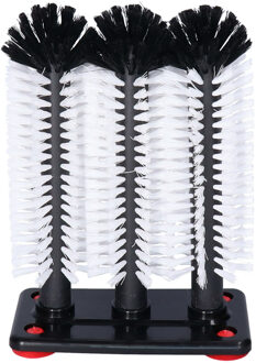 Spoelborstels voor glazen - 19 x 24 x 10 cm - zwart - 3 borstels - professionele borstels