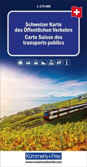 Spoorwegenkaart Schweizer Karte des öffentlichen Verkehrs - Zwitserland kaart openbaar vervoer | Kümmerly & Frey