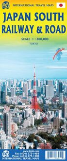 Spoorwegenkaart - Wegenkaart - landkaart Japan Zuid spoorweg en wegenkaart | ITMB
