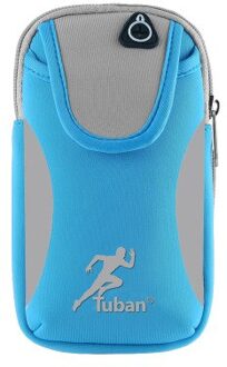 Sport Arm Bag Running Case Voor Hand Hold Telefoon 7 Kleuren Oortelefoon Gat Dubbele Tas Grote Capaciteit Duurzaam Ademende Running tassen blauw grijs