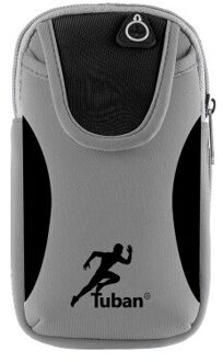 Sport Arm Bag Running Case Voor Hand Hold Telefoon 7 Kleuren Oortelefoon Gat Dubbele Tas Grote Capaciteit Duurzaam Ademende Running tassen grijs zwart