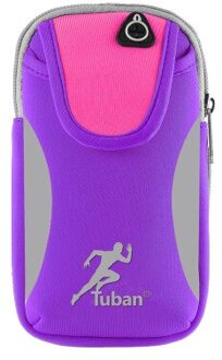 Sport Arm Bag Running Case Voor Hand Hold Telefoon 7 Kleuren Oortelefoon Gat Dubbele Tas Grote Capaciteit Duurzaam Ademende Running tassen paars roze