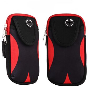 Sport Armband Phone Bag Cover Hardlopen Gym Arm Band Case Op De Voor Huawei Iphone 7 8 Plus X Xs samsung Waterdichte Sporttas Blcak rood