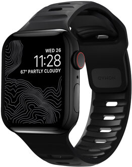 Sport band FKM voor de Apple Watch Series 1 t/m 10 / SE / Ultra (2) (44/45/46/49 mm) - Zwart - 49 mm