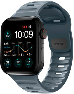 Sport band FKM voor de Apple Watch Series 1 t/m 11 / SE / Ultra (44/45/46/49 mm) - Marine Blue Donkerblauw - 49 mm