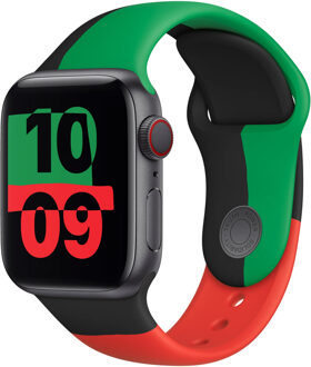 Sport Band voor de Apple Watch Series 1 t/m 9 / SE (38/40/41 mm) | Series 10 / 11 (42 mm) - Maat S/M - Black Unity Meerkleurig - 41 mm
